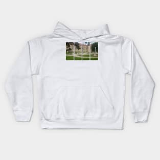 Lancut castle aristocratic residences in Poland, famous for its excellent interiors and interesting collection of horse-drawn carriages. Cloudy summer day. Poland Kids Hoodie